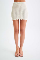 Morgan Mesh And Lace Mini Skirt - Ivory